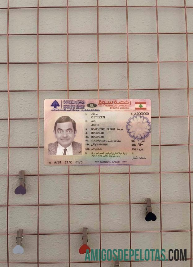 Carteira de motorista do Líbano versão 2 fotolook frente amostra